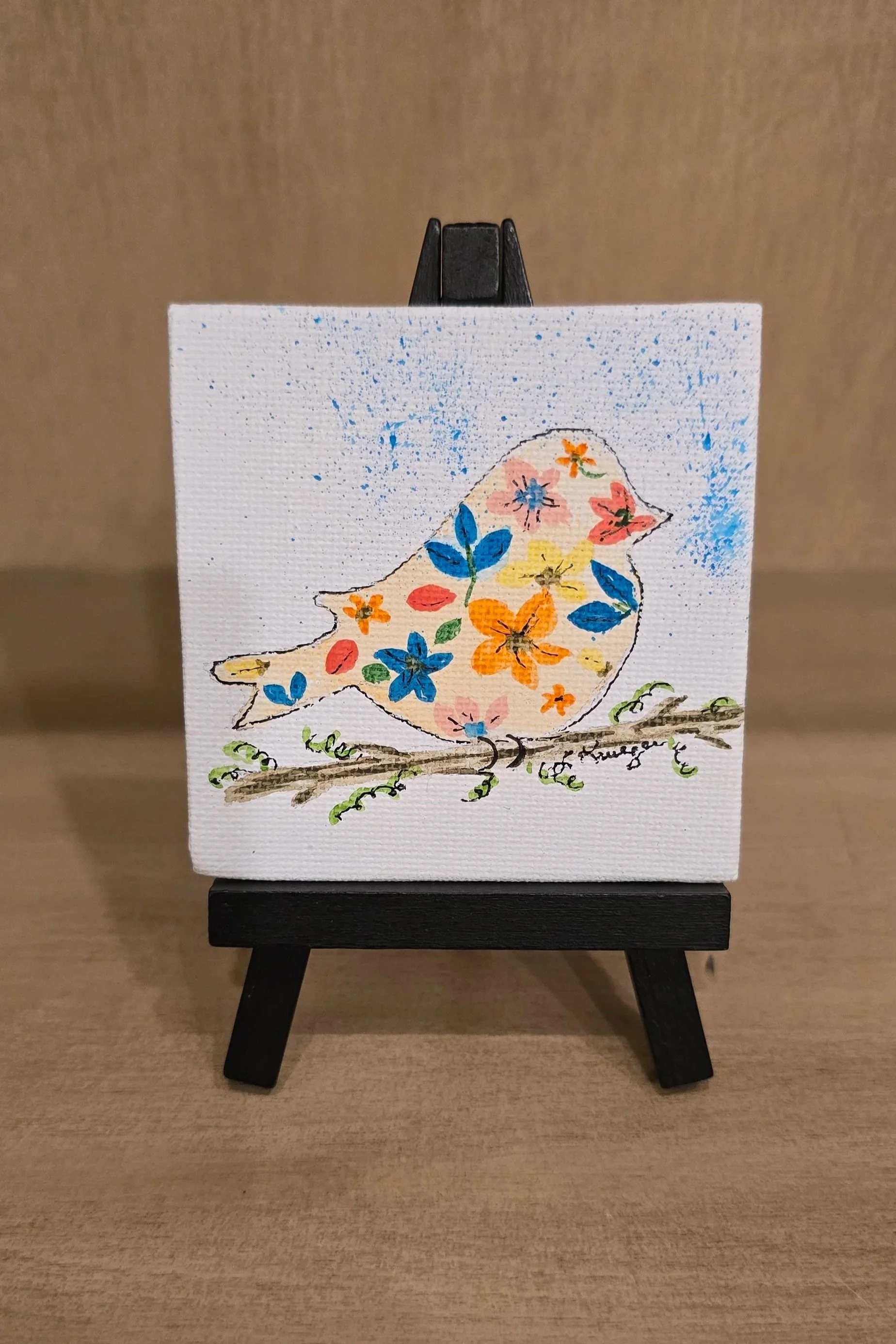 Original Mini Canvas Painting w/Easel (by my momma - Lyn Krueger)