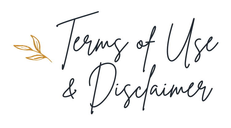 Text on a white background reads "Terms of Use & Disclaimer" with small leaf illustration to the left.