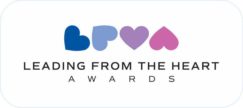 Logo with four colorful hearts and text reading "Lead from the Heart Awards."