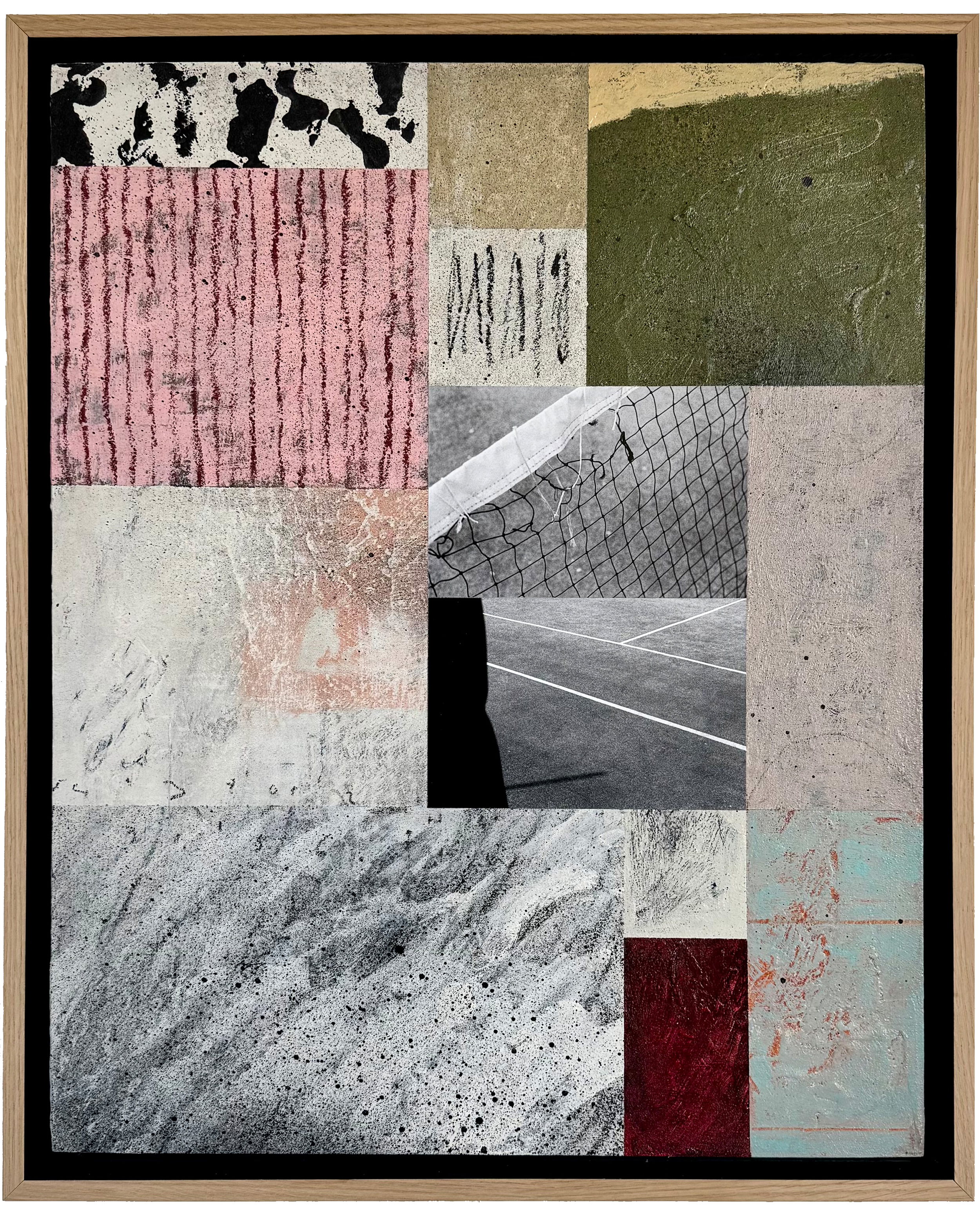 String Theory painting by Neil Gillespie.  Gillespie is an artist based in Belfast Northern Ireland.  This piece uses acrylic crayon emulsion oil stick and spray paint to create a work inspired by natural elements and modernism.