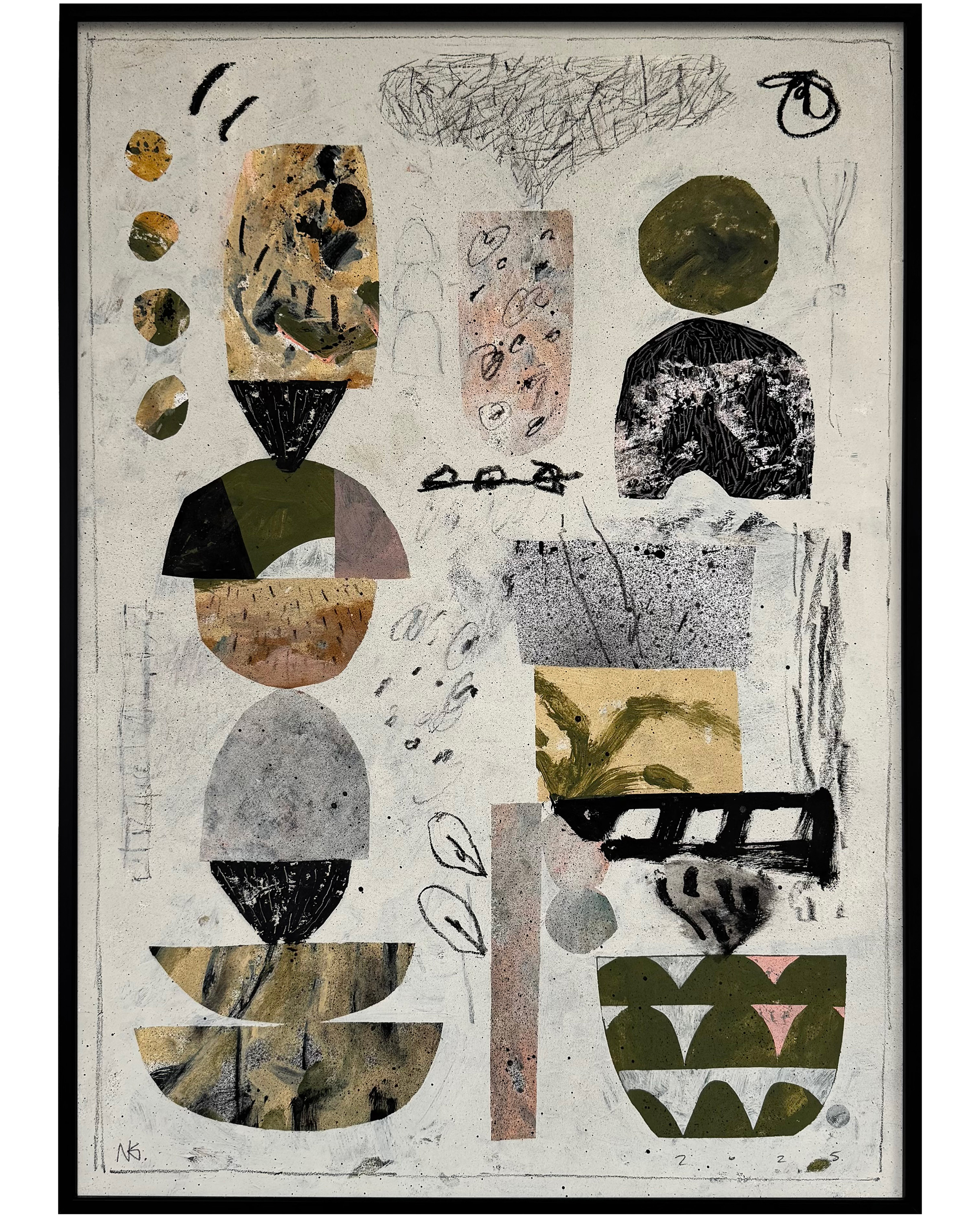 Nervous Energy by Neil Gillespie.  Gillespie is an artist based in Belfast Northern Ireland.  This piece uses mixed media on paper to create a work inspired by natural elements and modernism.