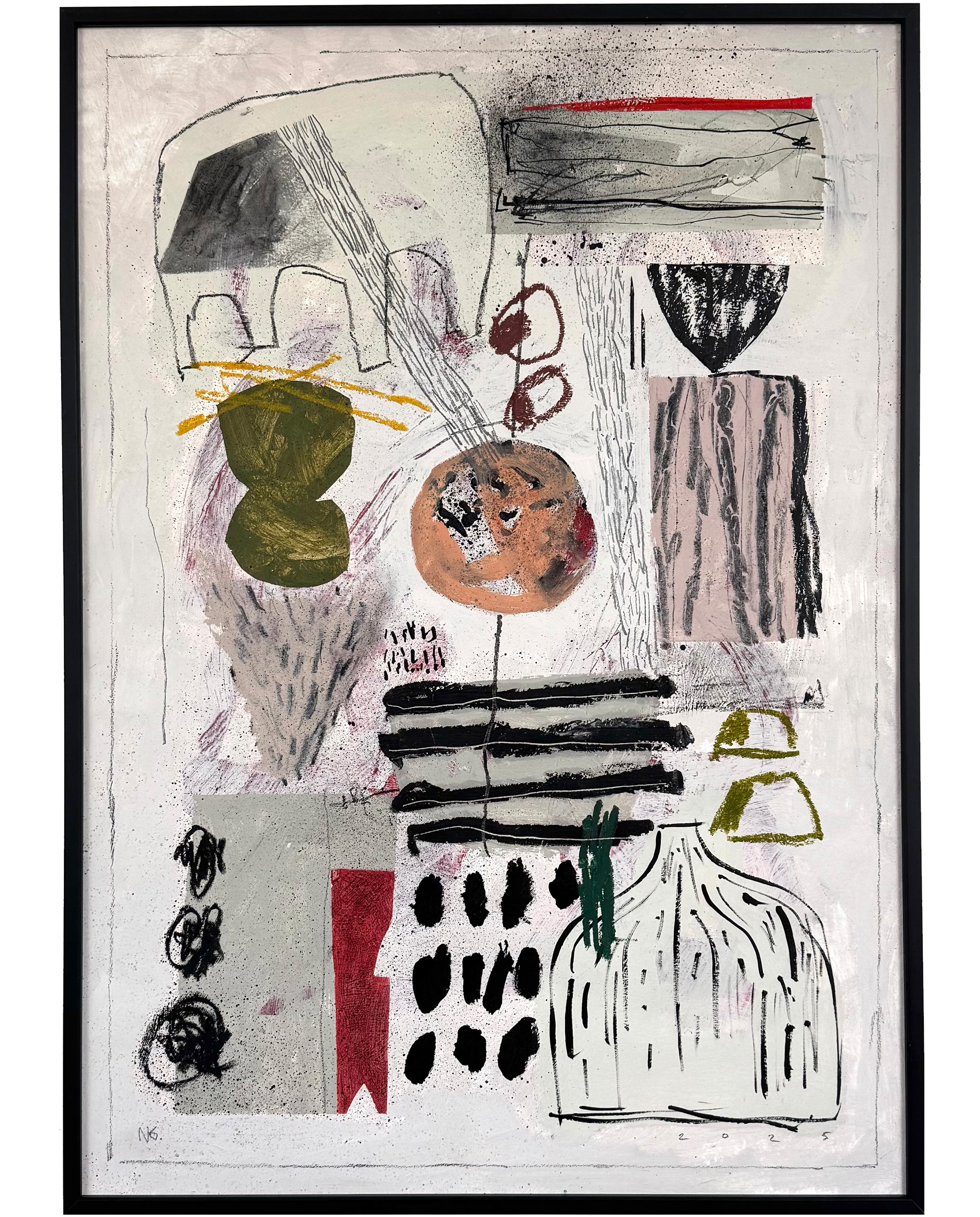 Middle Joy by Neil Gillespie.  Gillespie is an artist based in Belfast Northern Ireland.  This piece uses mixed media to create a work inspired by natural elements and modernism.