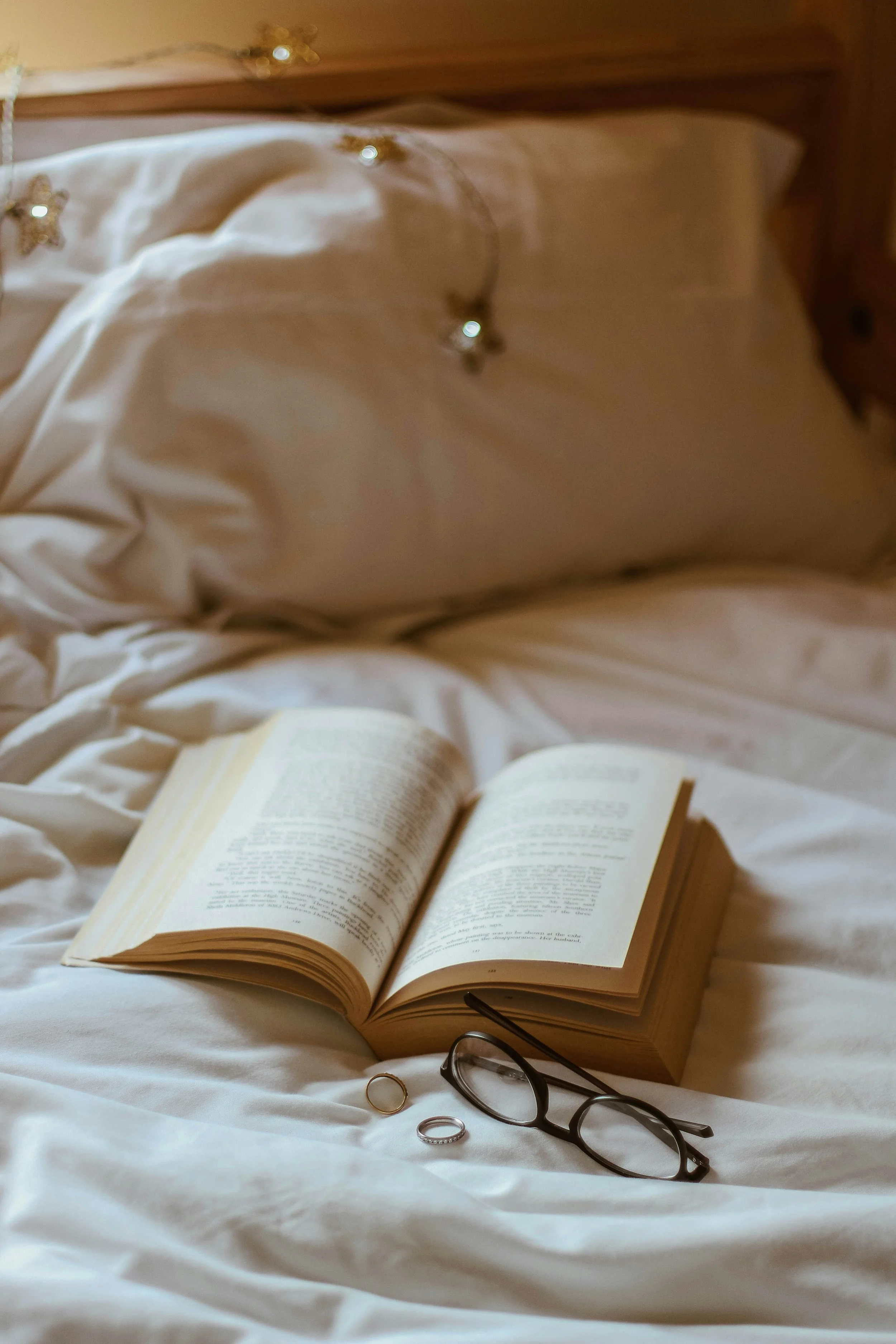 book bed cozy warm