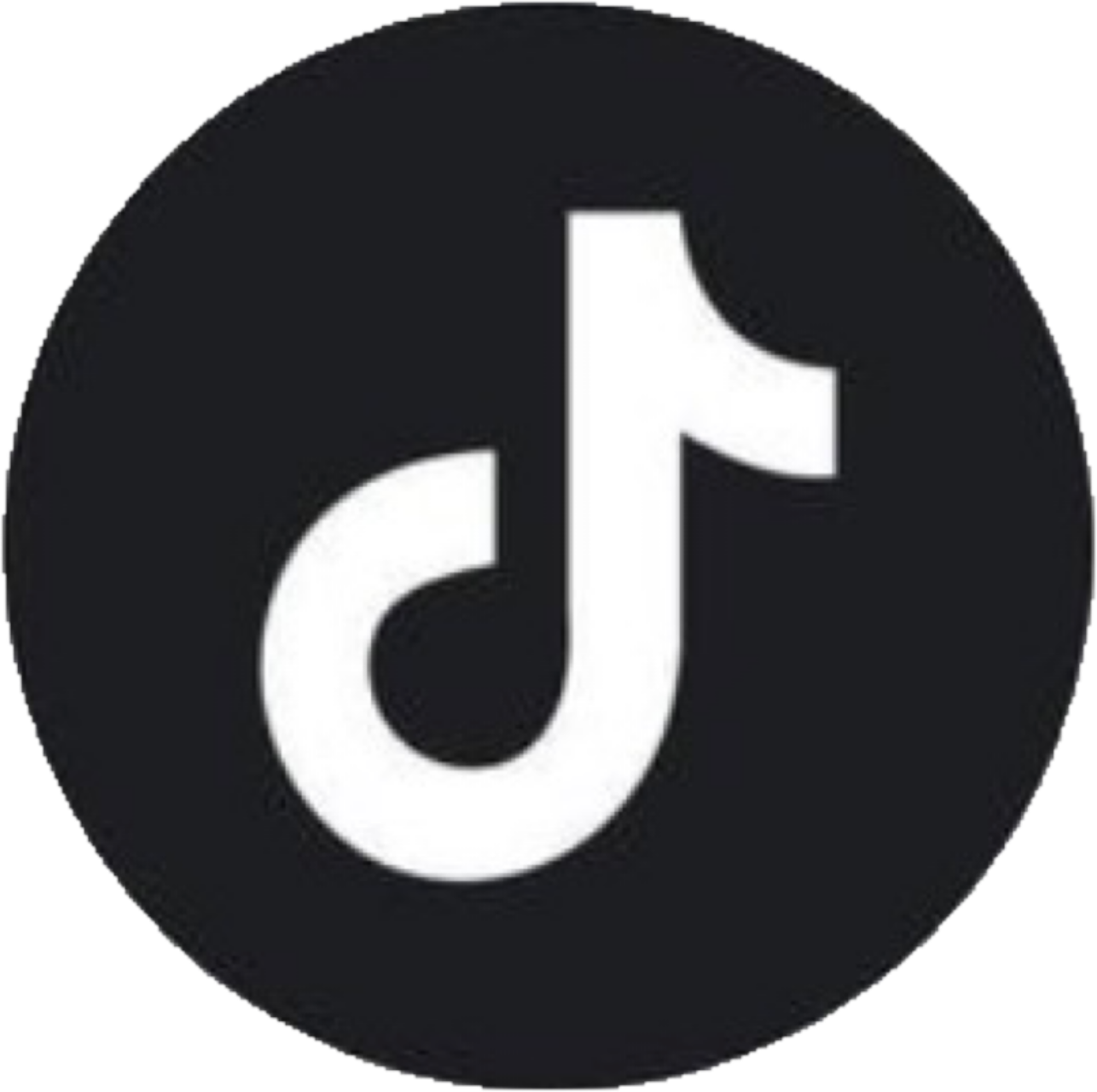 TikTok logo featuring a stylized white musical note on a black circular background.