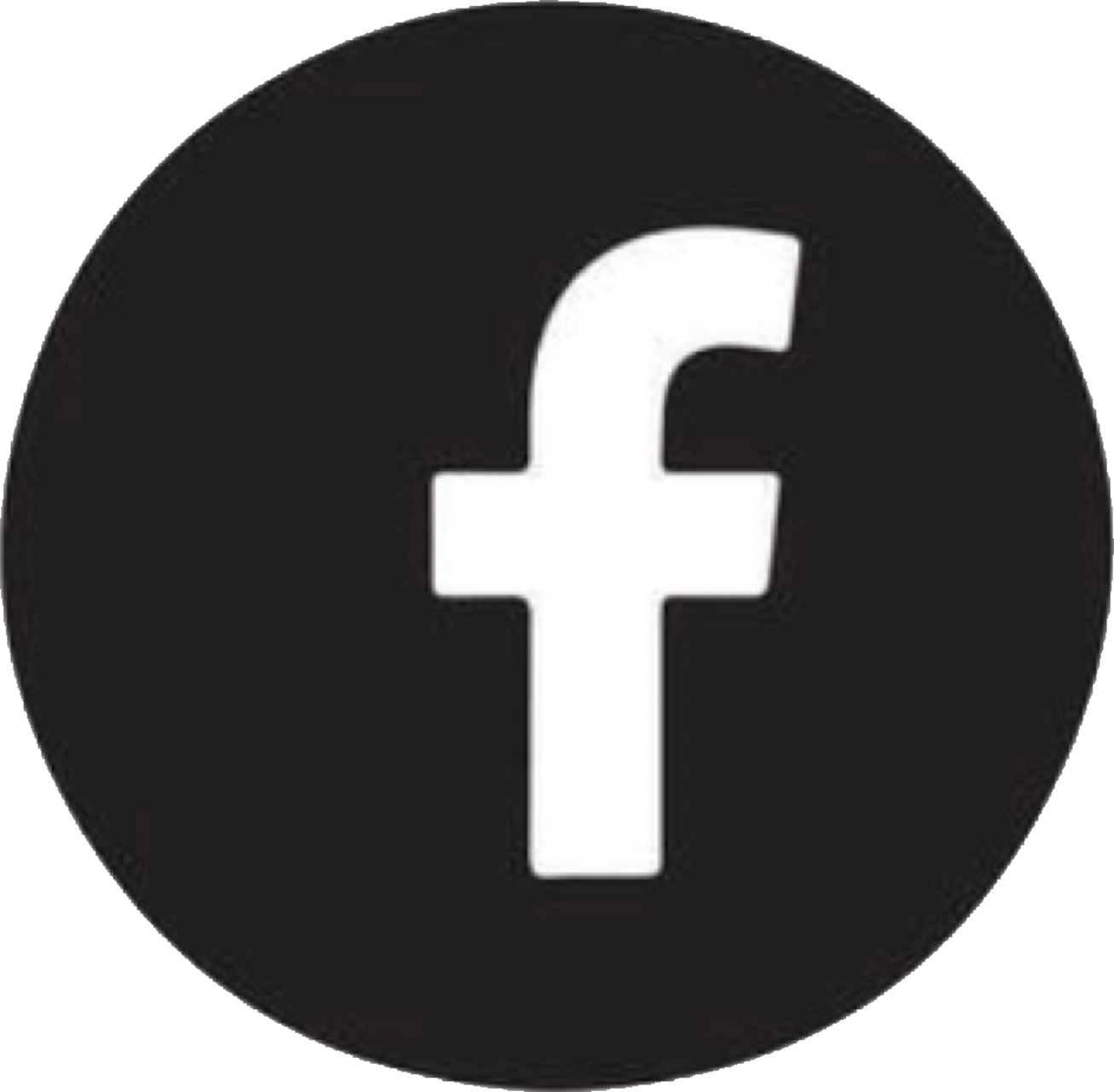 Facebook logo with white lowercase 'f' on a black circular background