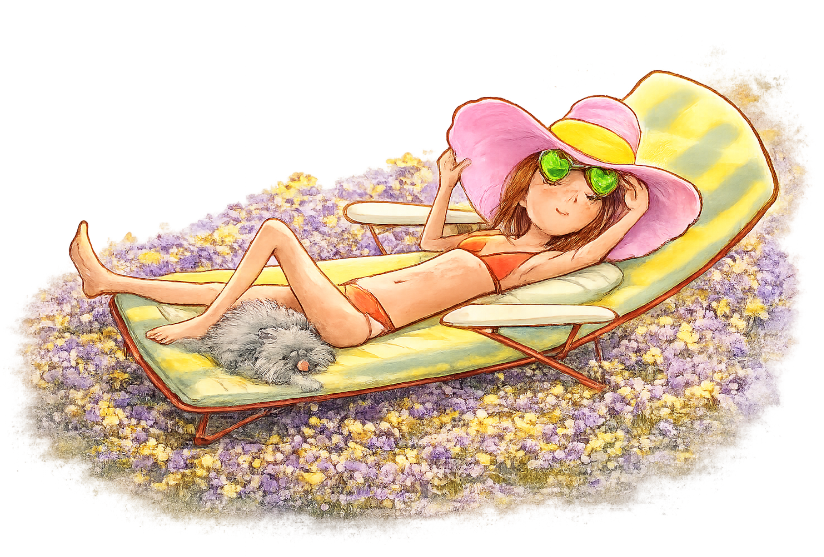 Tiffany is reclining on a lounge showing off her new knitted red bikinis.