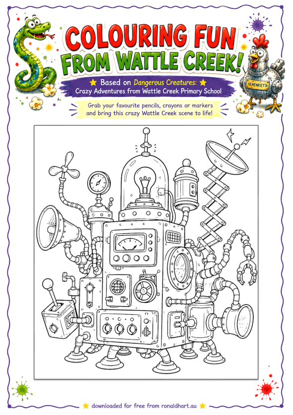 Free, downloadable colouring activity sheet based on Dangerous Creatures by Ronald Hart