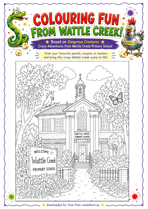 Free, printable colouring activity sheet for kids based on Dangerous Creatures by Ronald Hart
