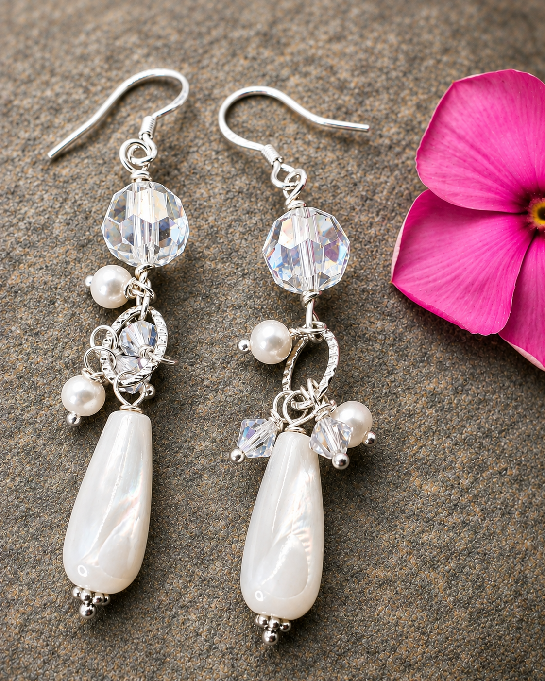 Bridal Angel Pearl & Crystal Earrings