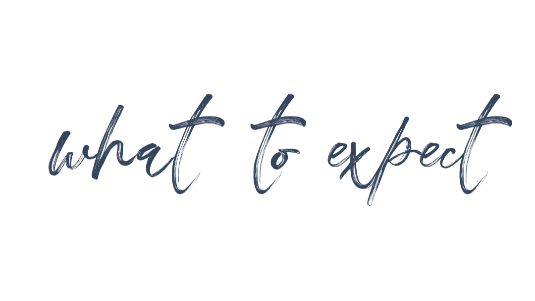 Text graphic reading 'what to expect' in cursive font.