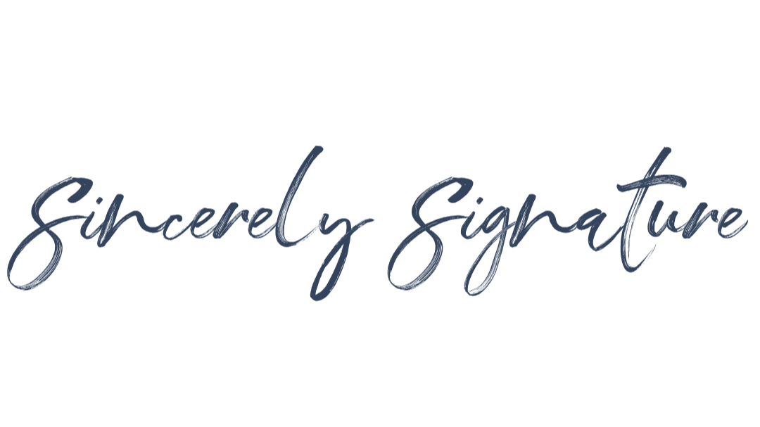 Elegant handwritten script that says 'sincerely signature' on a white background.