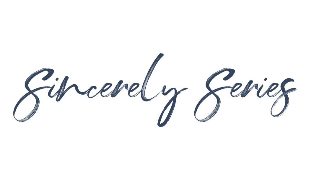 The image features the text 'sincerely series' written in elegant dark blue cursive font.