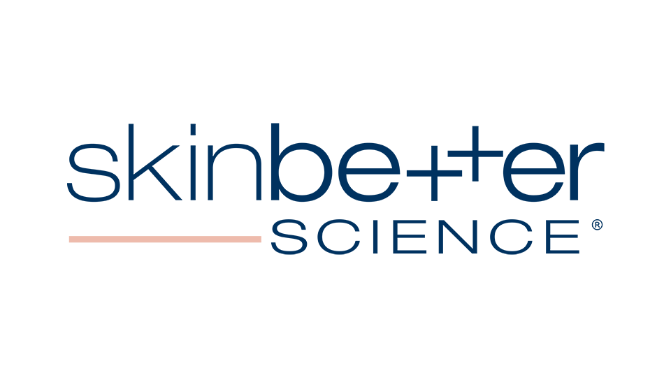 Skinbetter Science logo in navy blue with light pink underline.
