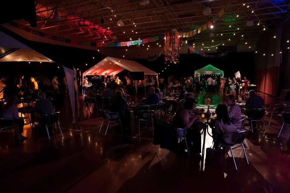 Themed activation: indoor festival build with tents, string lights and papel picado, Columbus, Ohio