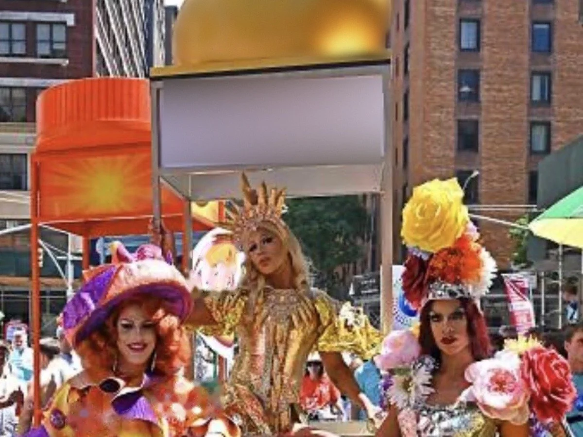 Parade activation: custom float design with costumed performers, New York City, featured in The New York Times. Photo by Bryan Bedder