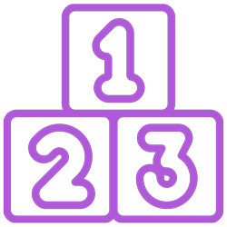 Purple outline of blocks labeled 1, 2, and 3 stacked together.