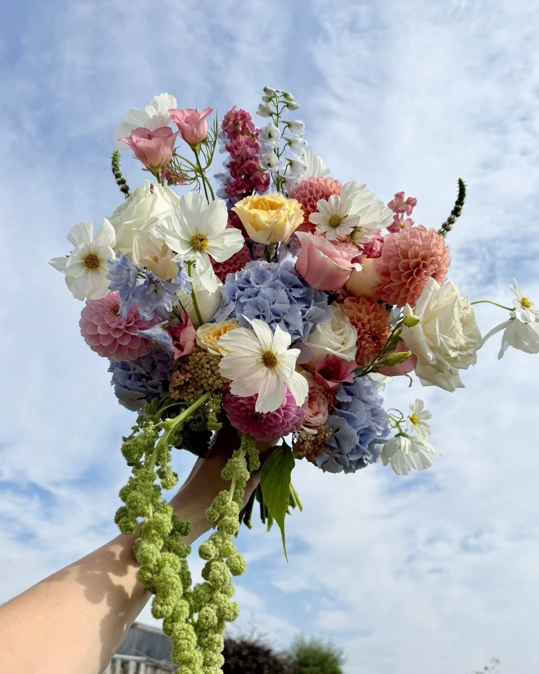 putting names to faces 🤝 flower edition >>>

if you're a summer bride and love this colour combo, here's the exact recipe we used

Matthiola Antique (Stocks) - unreal smell!
Delphinium El Guardian Lavender
Amaranthus Cyclops (the dangly bit