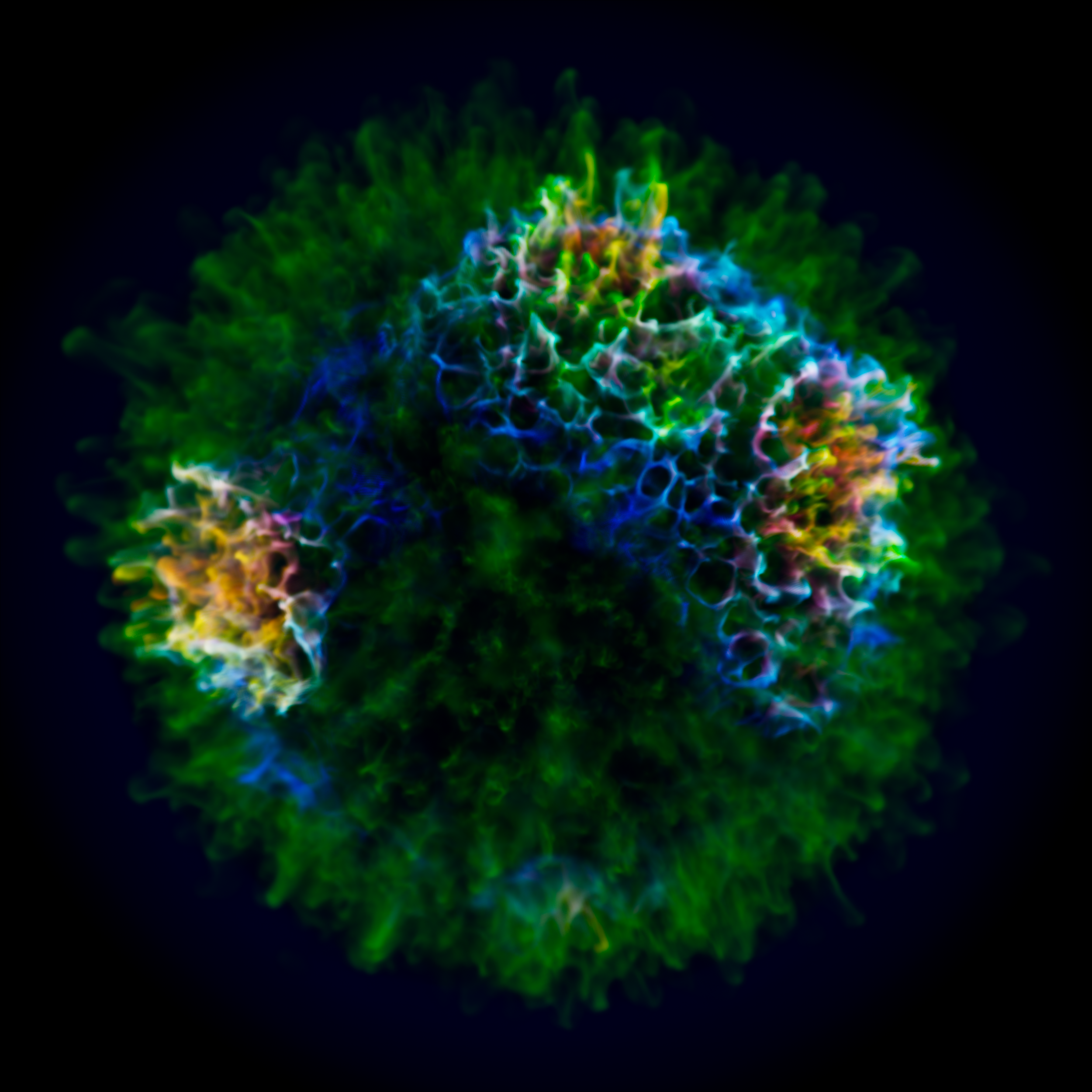 A supernova turns a star inside out, scattering an abundance of elements into space. Cassiopeia A is one such supernova remnant, and this visualization shows a computer simulation of that object, replicating a view in x-rays. | California Academy of 