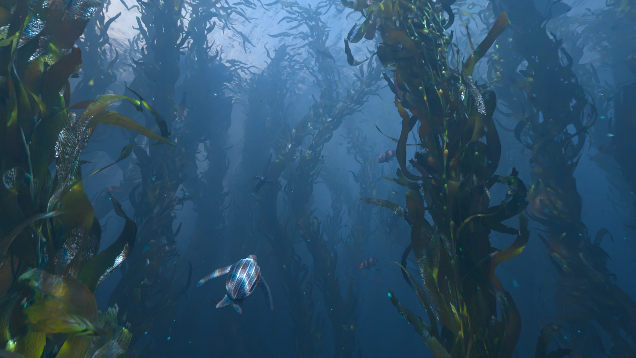 Ancient California Kelp Forest | Young leatherback sea turtle | 13,000 years ago. | California Academy of Sciences / Upwell Turtles