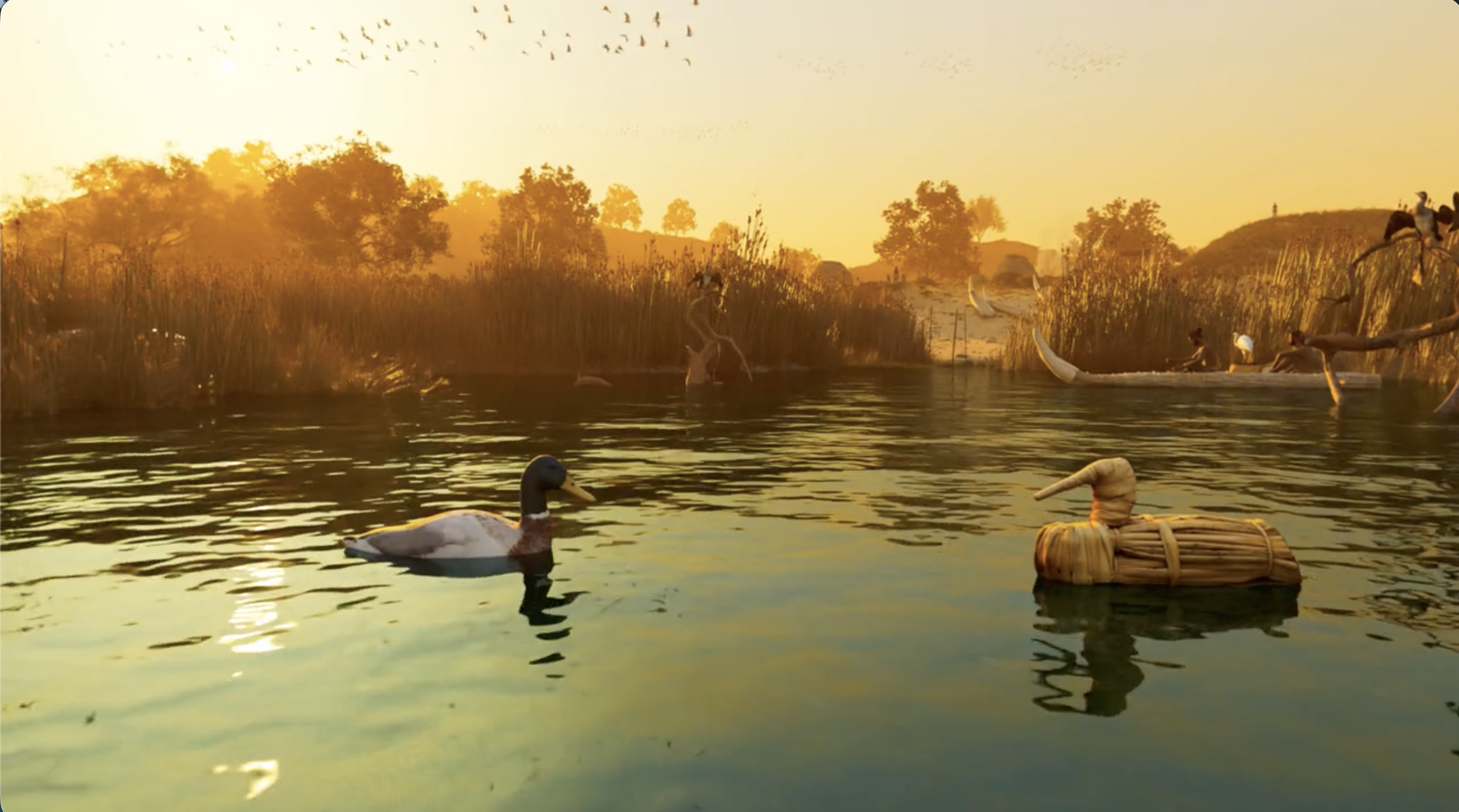 Morning in an indigenous village prior to European contact. Tule reed was an important building material for coastal people. | California Academy of Sciences