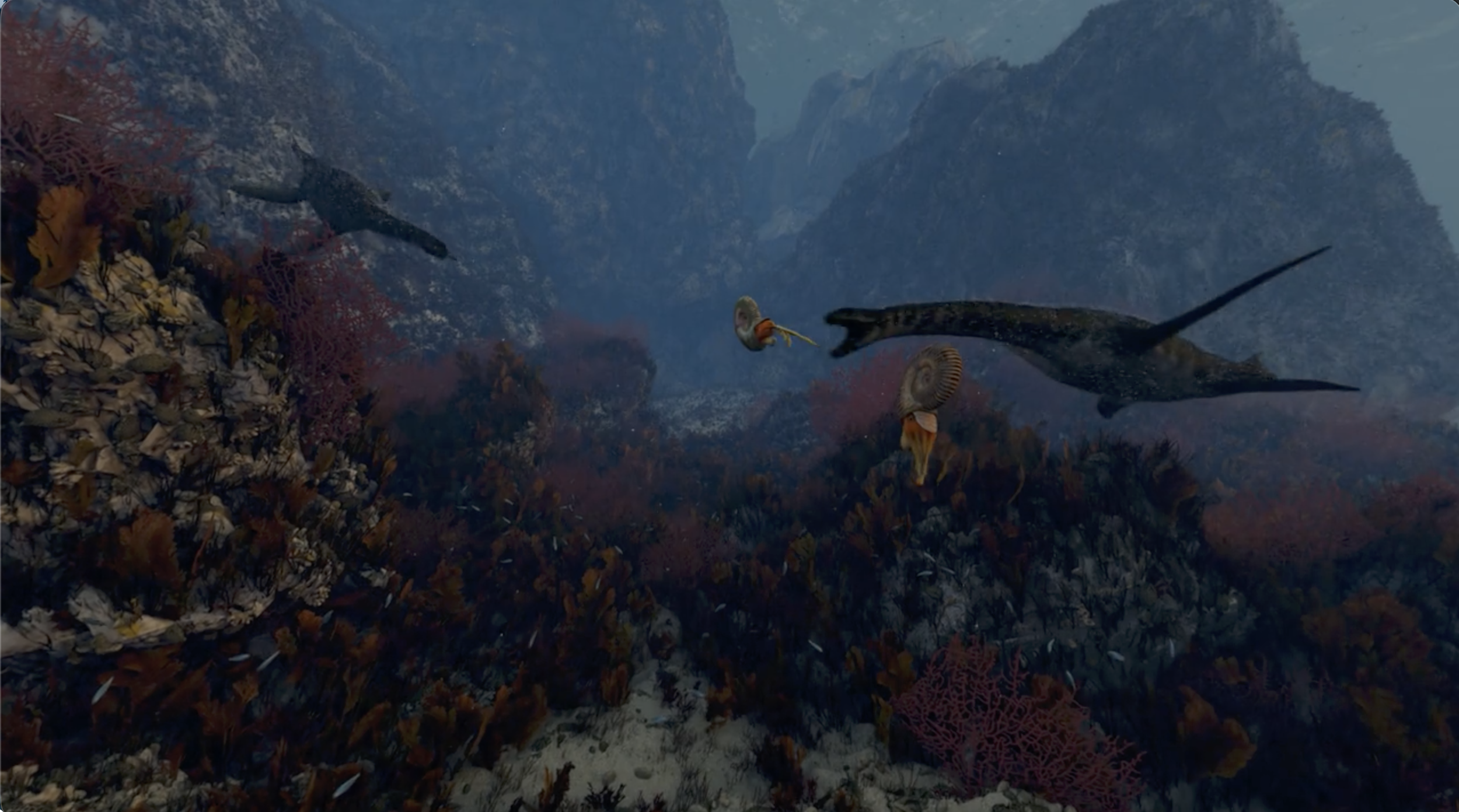 Ancient California Coast 70 million years ago | Plesiosaurs chasing ammonites | California Academy of Sciences