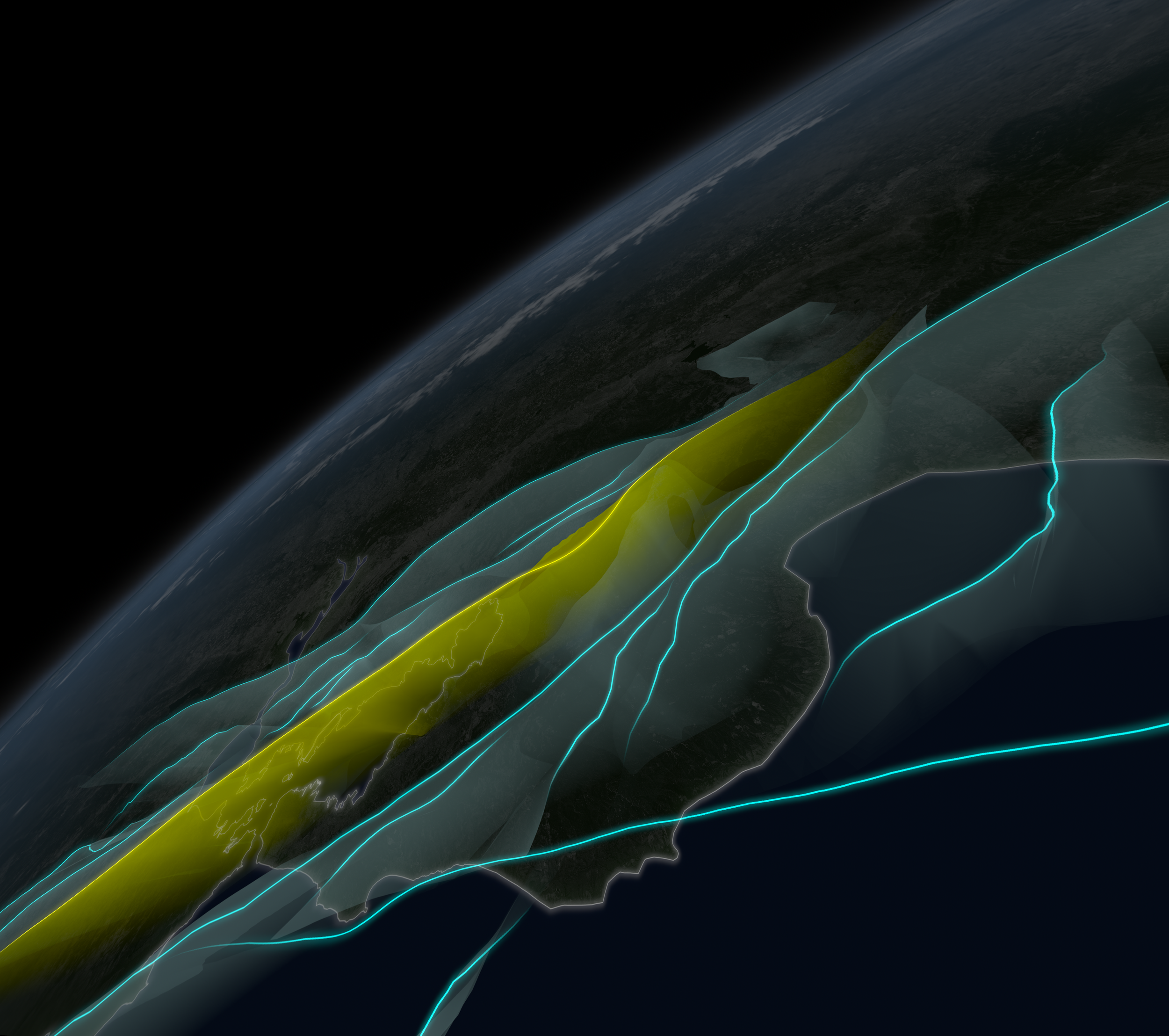 The complex fault system of the San
Francisco Bay Area includes the Hayward
fault, shown in yellow. | California Academy of Sciences, Data courtesy of the
U.S. Geological Survey