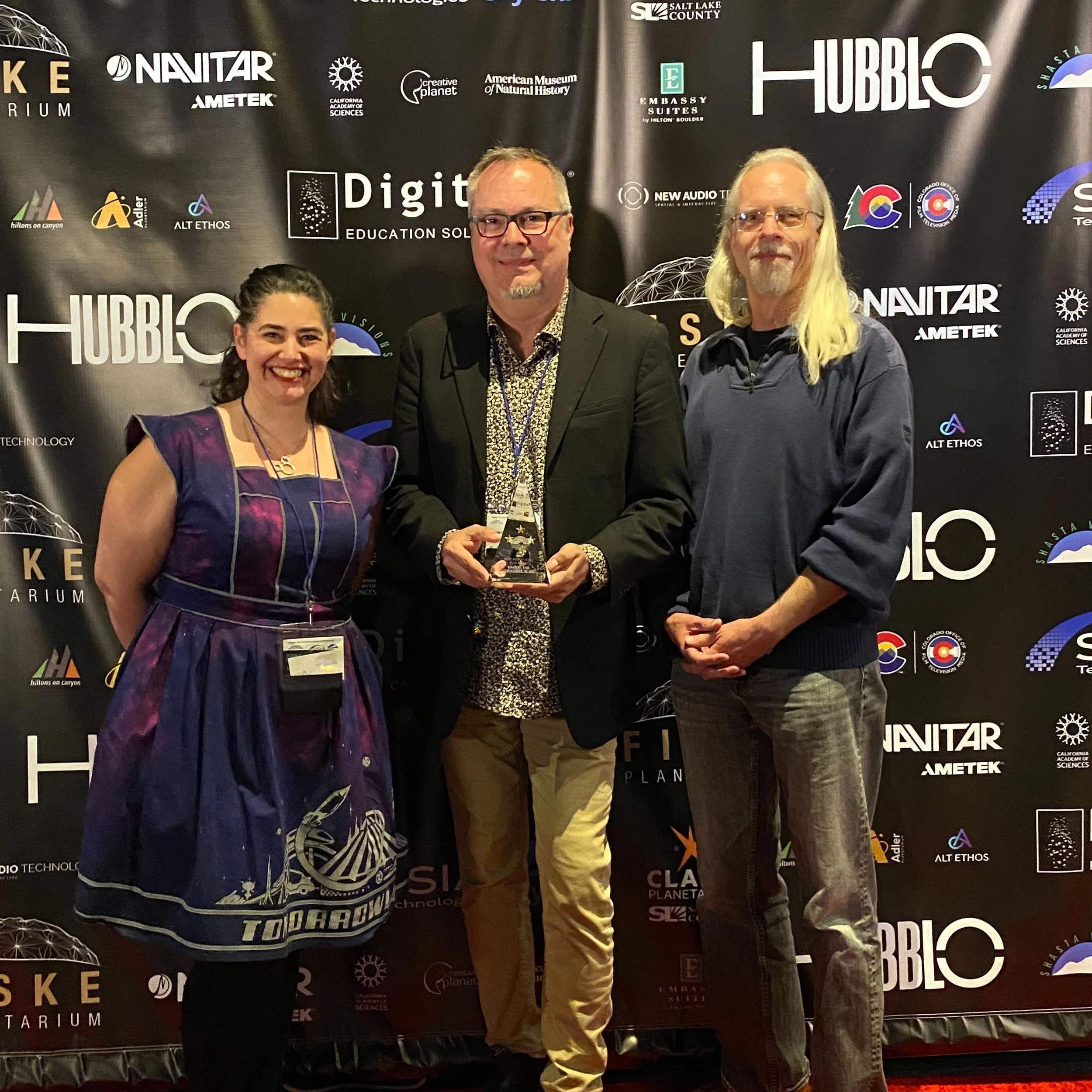 Won Best Educational Film at Dome Fest West 2024 |  Cheryl Vanderbilt, Ryan Wyatt, and Erik Krumrey at Dome Fest West 2024.