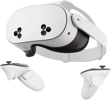 Meta Quest VR headset supporting immersive language learning on virtual reality devices.