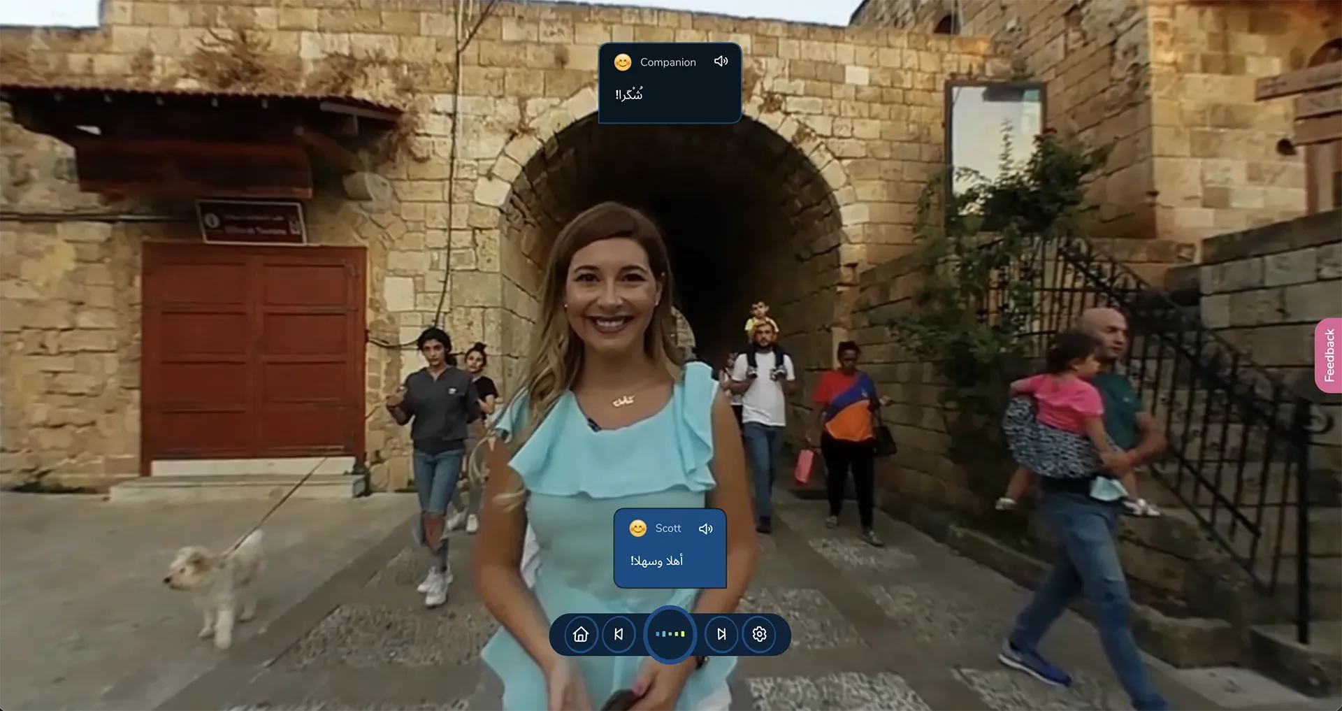 ImmerseMe Arabic lesson in Lebanon where learners practise polite expressions, including saying thank you and responding naturally in everyday conversations.