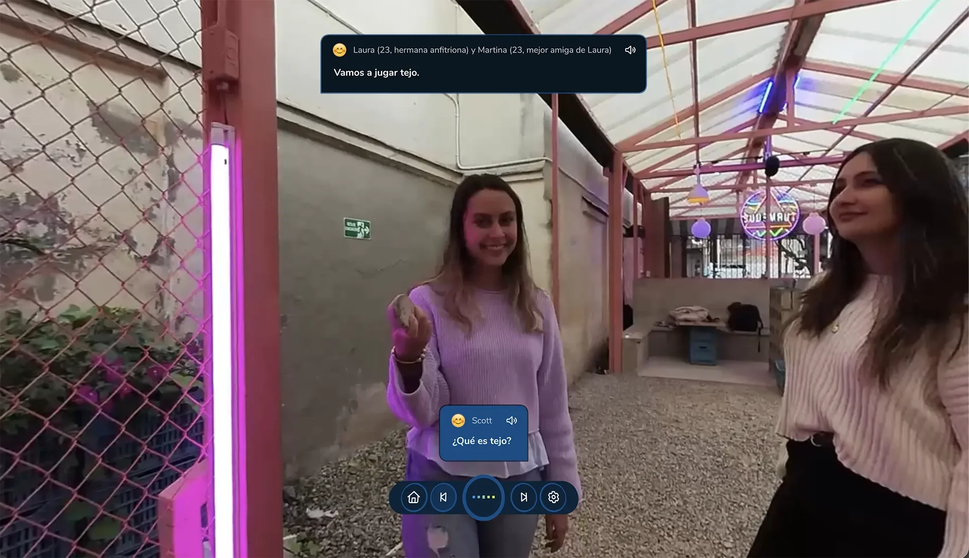 ImmerseMe Spanish lesson in Colombia where learners practise real conversations while discovering tejo, a traditional Colombian sport, with native speakers.