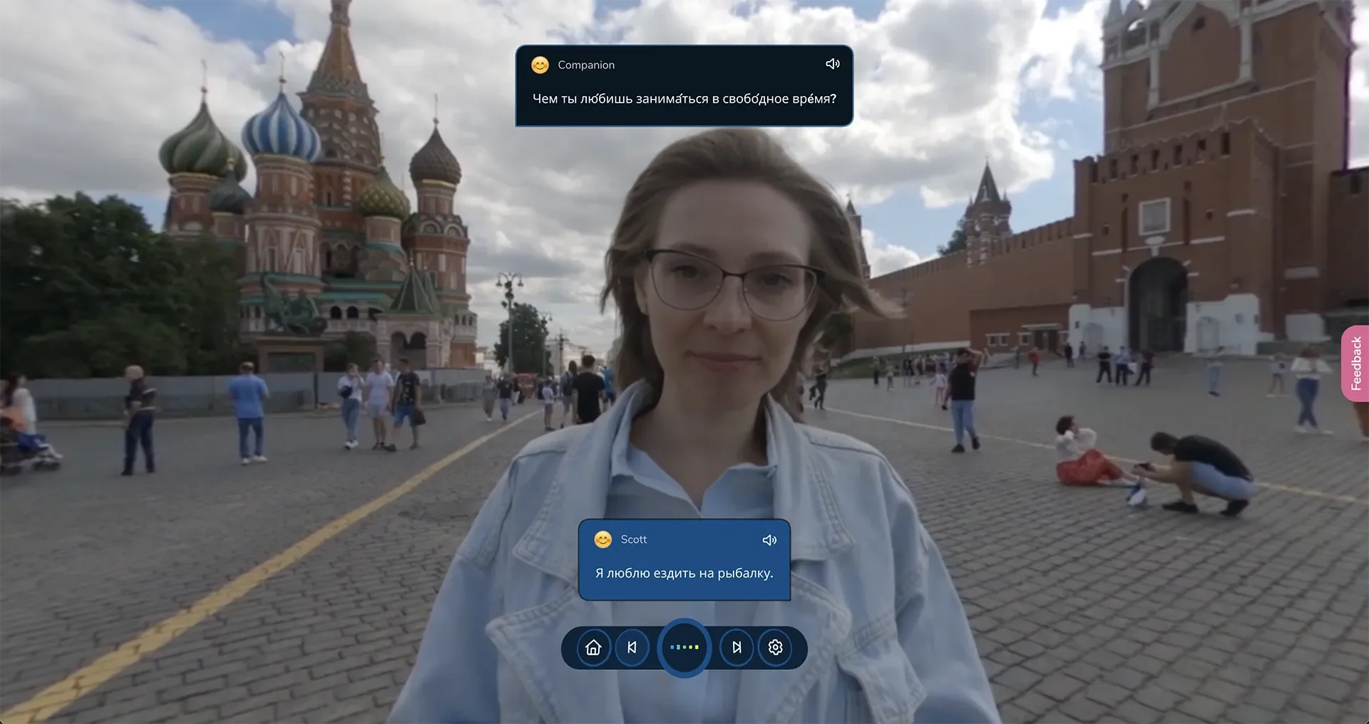 ImmerseMe Russian lesson in Moscow where learners practise talking about their hobbies, interests, and favourite free-time activities in a real-world conversation.