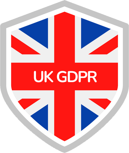 UK GDPR compliance badge representing alignment with the United Kingdom General Data Protection Regulation and Data Protection Act 2018.