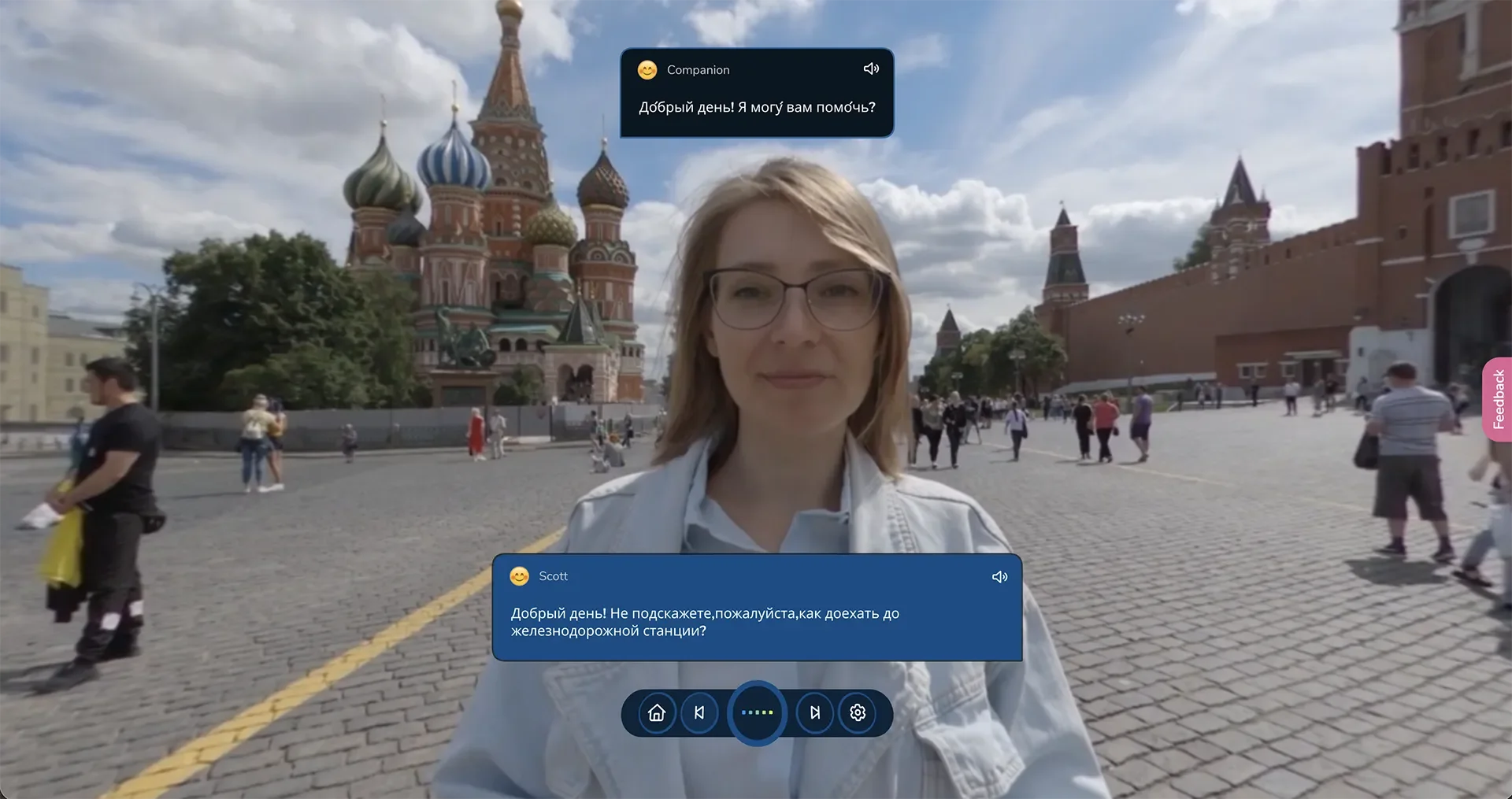 ImmerseMe Russian lesson in Moscow where learners practise asking for and understanding directions in a realistic travel conversation.