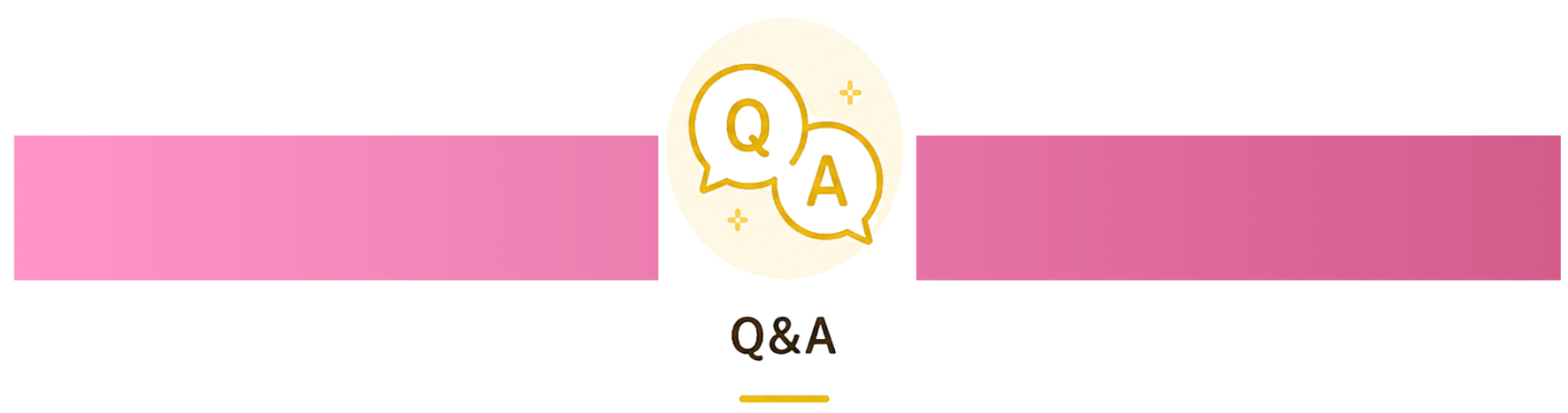 ピンクと白の背景に『Q&A』と書かれたバナー。中央にQとAが書かれた吹き出しのアイコンが配置されている。