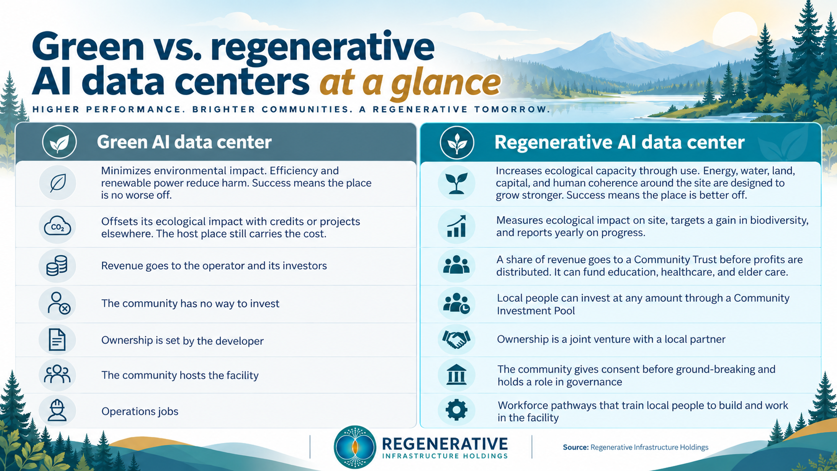 Difference between a Green vs. regenerative AI data centers