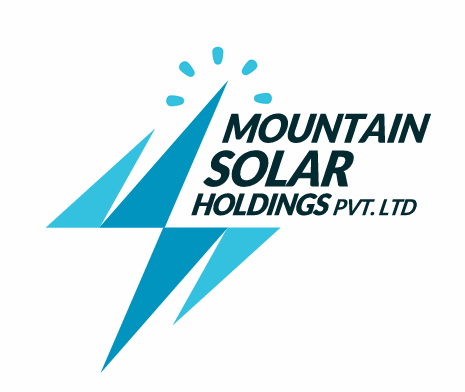 Logo for Mountain Solar Holdings Pvt. Ltd. with stylized mountain and lightning bolt design.