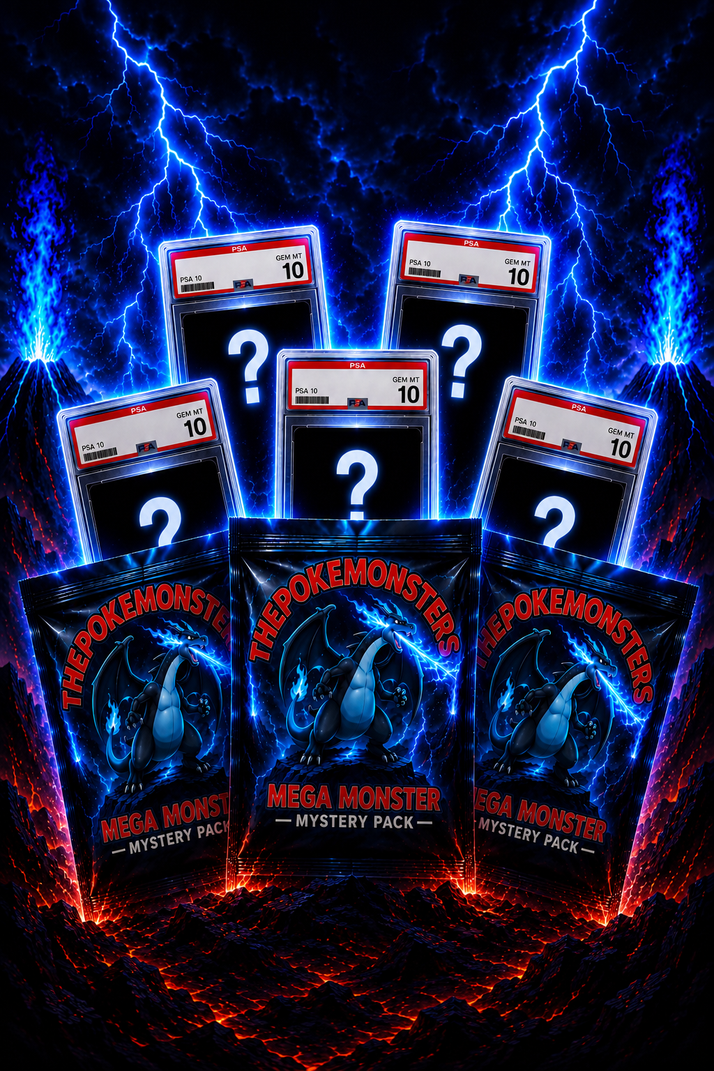 Mega Monster Mystery PSA Graded Card 5 Pack (1100 Entries)