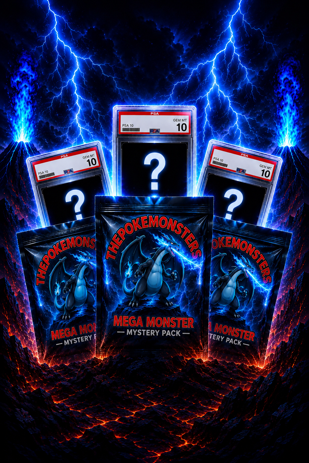 Mega Monster Mystery PSA Graded Card 3 Pack (600 Entries)
