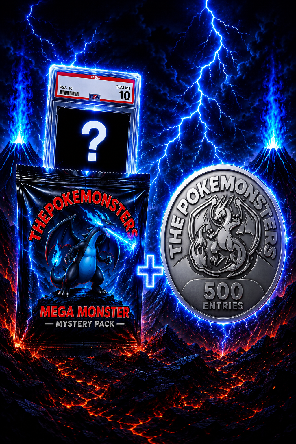 Mega Monster Mystery PSA Graded Card + Silver Entries Token (700 Entries)