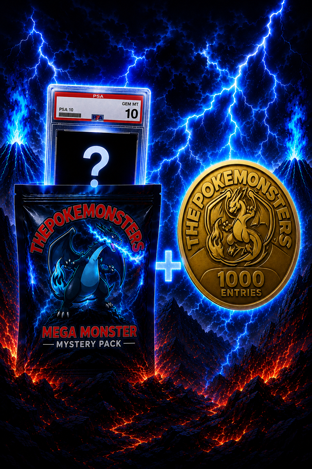 Mega Monster Mystery PSA Graded Card + Gold Entries Token (1200 Entries)