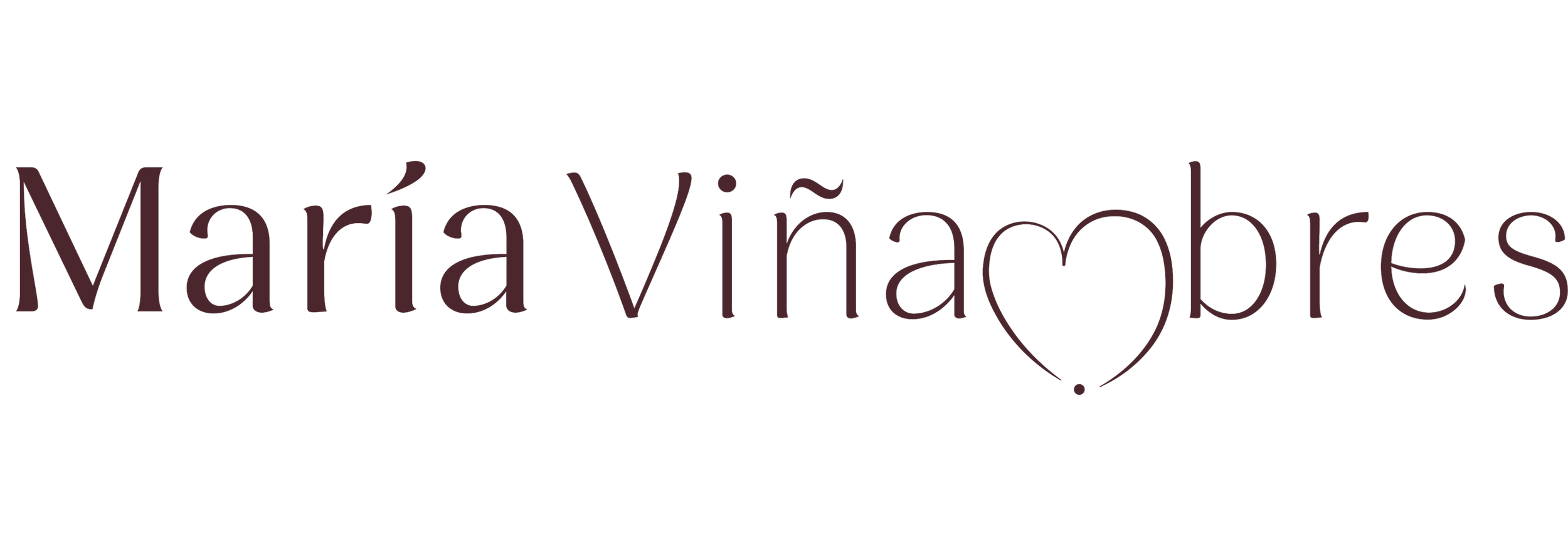 Logo de Mariá Viñambres con el nombre en letras marrones y un corazón formando la letra "m".