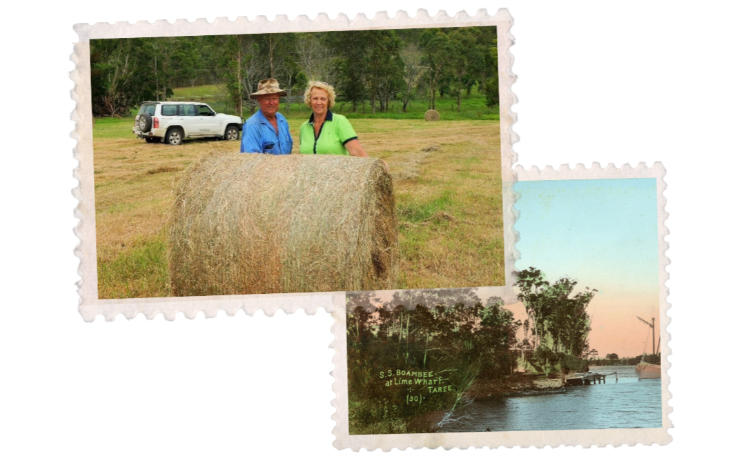 The Boambee Angus family on the property in East Seaham, NSW, reflecting the history and family values behind the Angus breeding program.