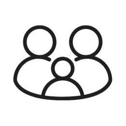 Icon of three people, representing a group or team.