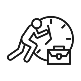 A person pushing a large clock with a briefcase nearby, symbolizing urgency or time management.