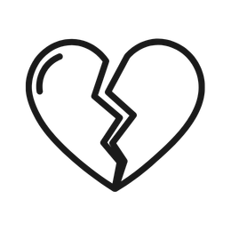 A broken heart icon with a jagged crack down the middle.