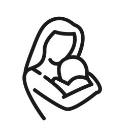 Line drawing of a woman holding a baby