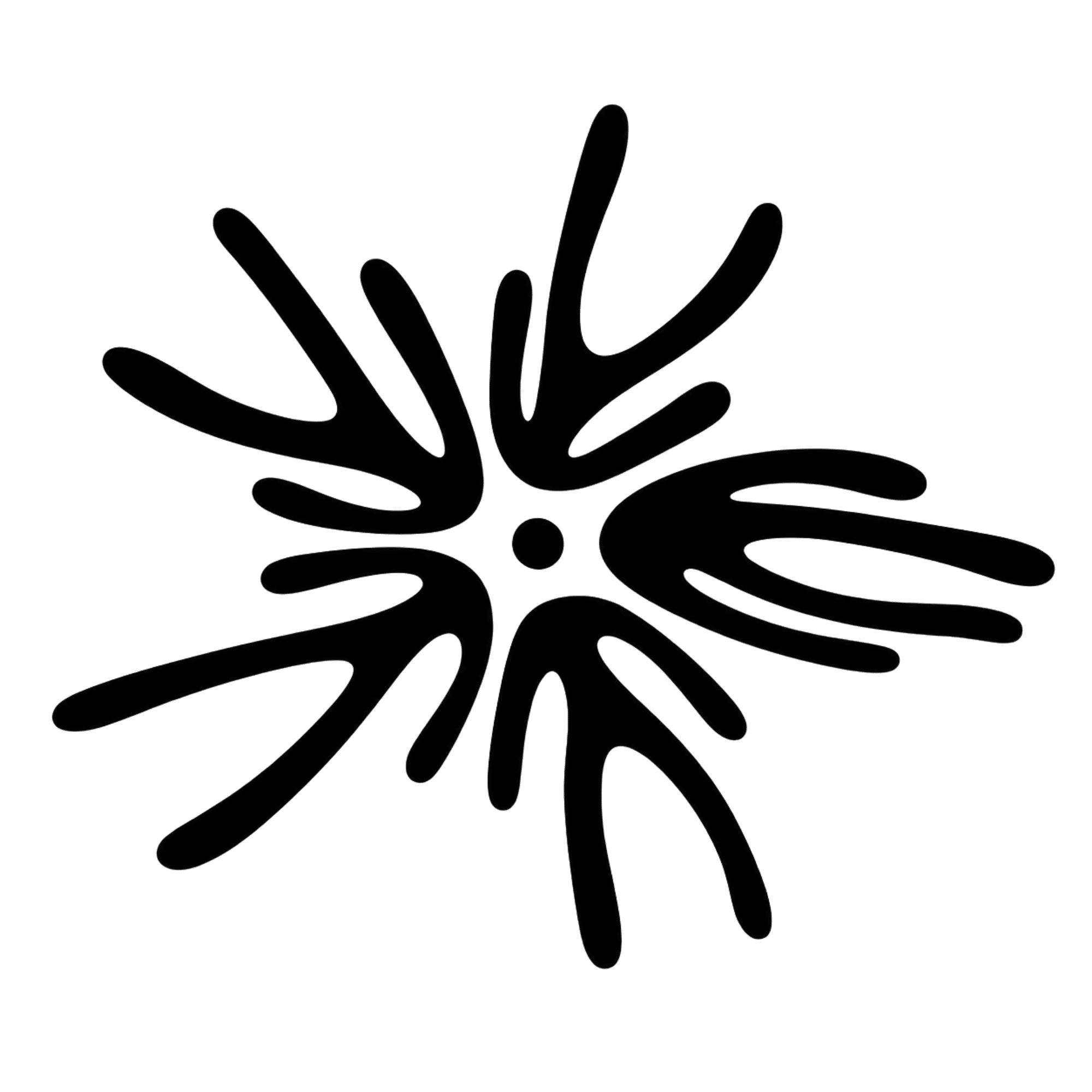 Outline of a hand with fingers spread apart.