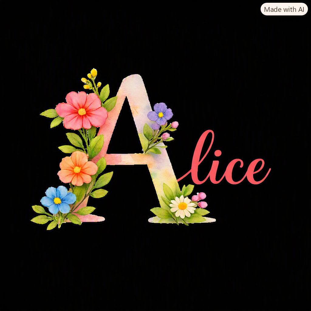 A decorative pattern representing a student's name on a black background.