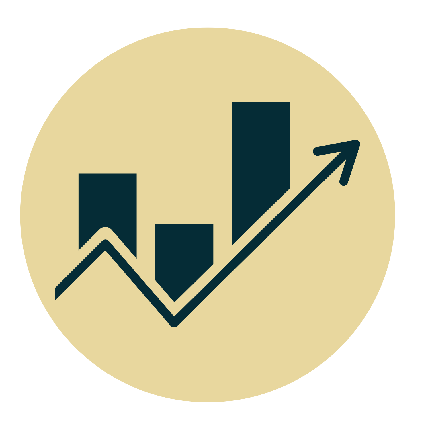 Icon of a bar graph with an upward arrow