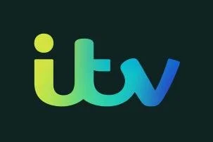 itv logo with gradient colors on a dark background